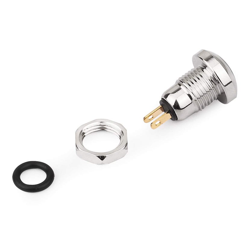 Clyxgs Metal Momentary Push Button Switch Waterproof Silver Point 8mm Mini Micro Round DC36V/2A Self-Reset for Power Start Doorbell, Golden Foot, 5PCS - Image 5